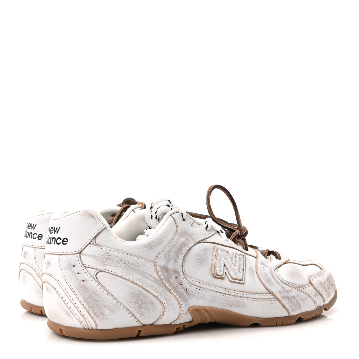 X NEW BALANCE Bleached Calfskin 530 SL Slip-On Sneakers Mules 41 White