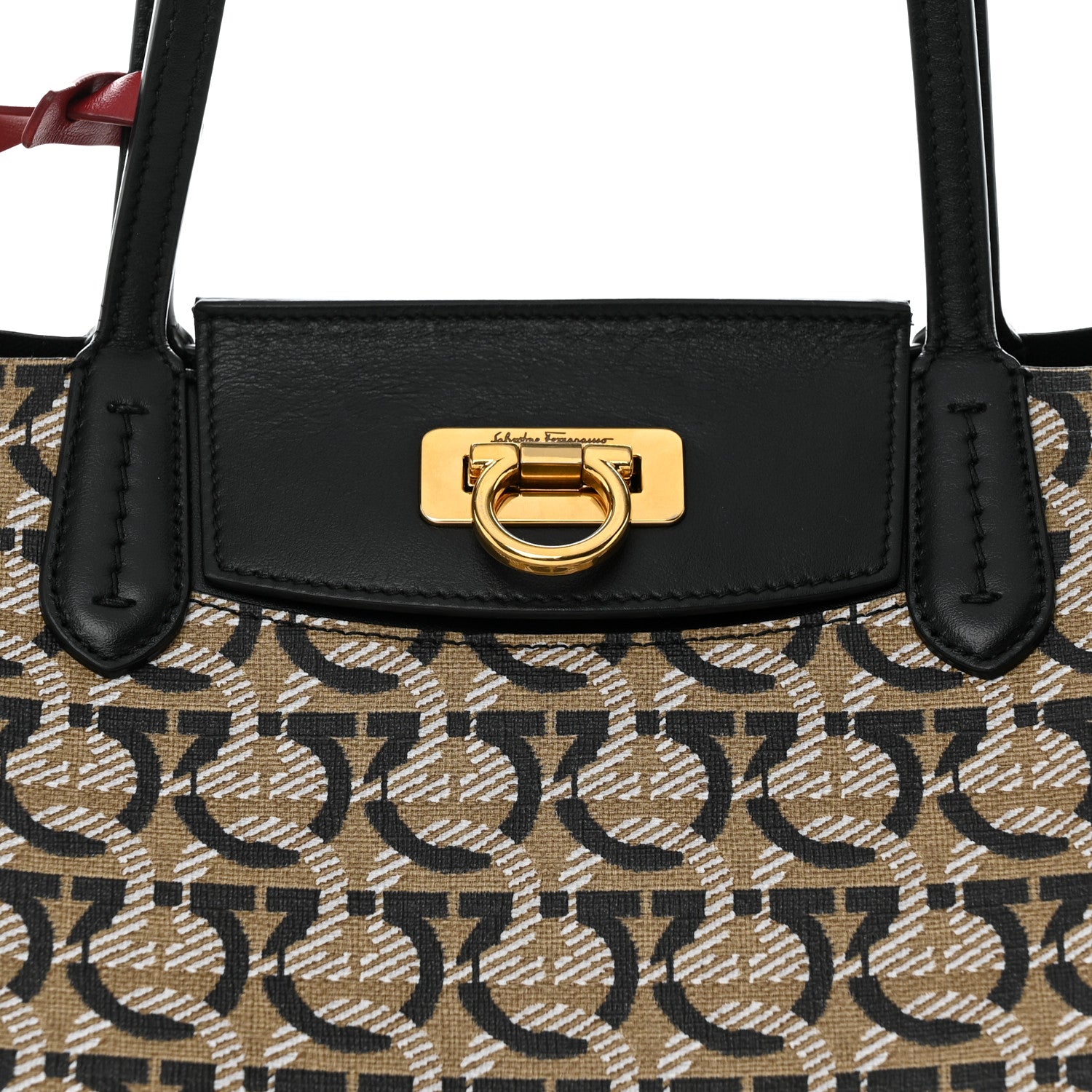 Salvatore Ferragamo Canvas Calfskin Gancini Bag Black 8 of 12