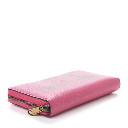 Gucci Grained Calfskin Logo Zip Around Wallet Box Pink Green 4 of 8