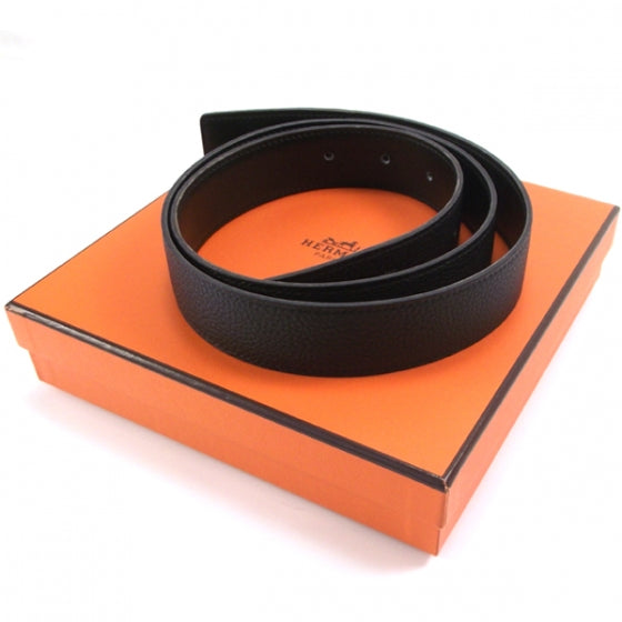 Hermes Clemence Box Reversible Belt Strap Noir 95 3 of 4