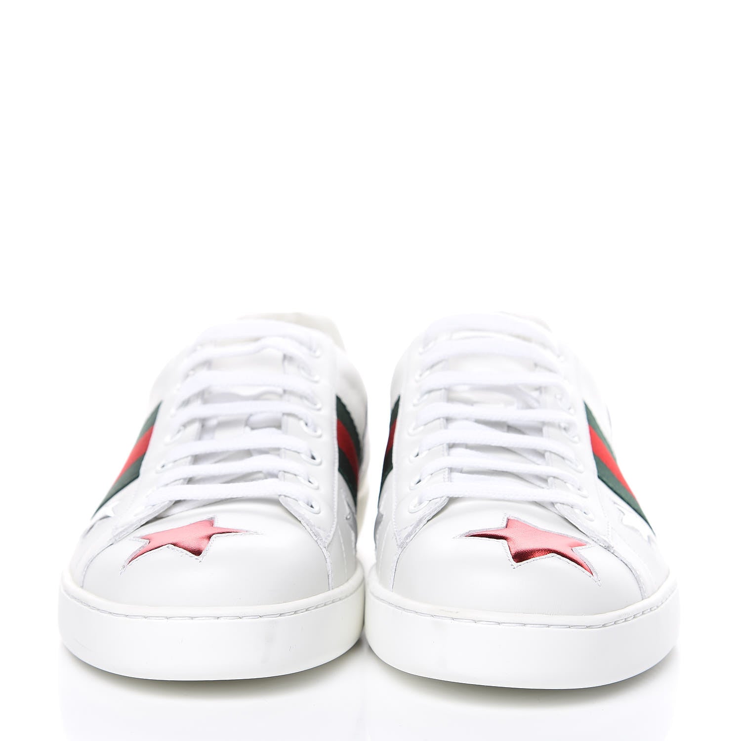 Gucci Calfskin Ayers Web Star Embroidered Mens Ace Sneakers 10 White Multi 2 of 10