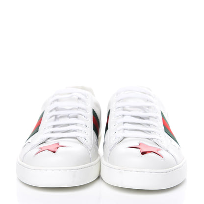 Gucci Calfskin Ayers Web Star Embroidered Mens Ace Sneakers 10 White Multi 2 of 10