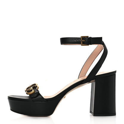 Gucci Calfskin GG Marmont Ankle Wrap 30/85mm Platform Sandals 39 Black 1 of 9