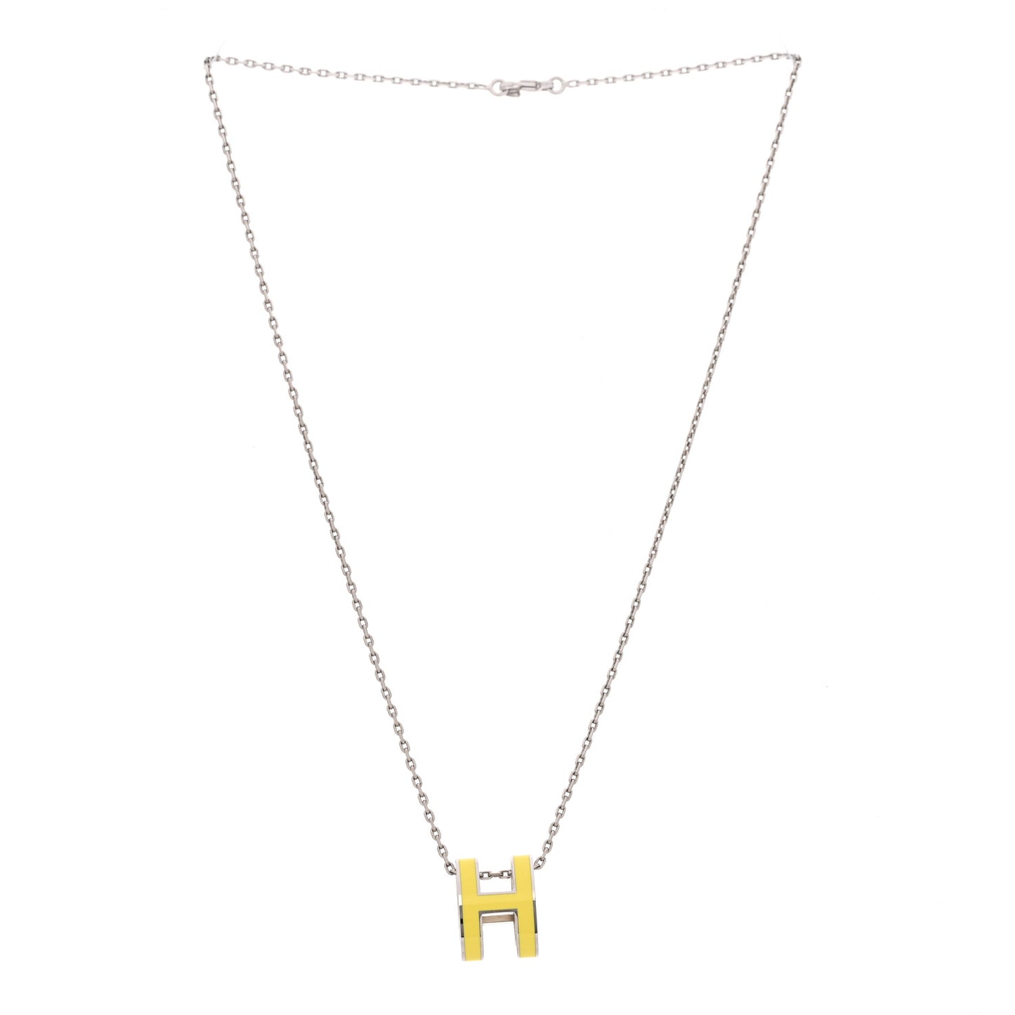 Lacquered Palladium Pop H Pendant Necklace Jaune Mimosa