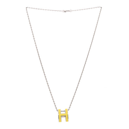 Hermes Lacquered Palladium Pop H Pendant Necklace Jaune Mimosa 3 of 8