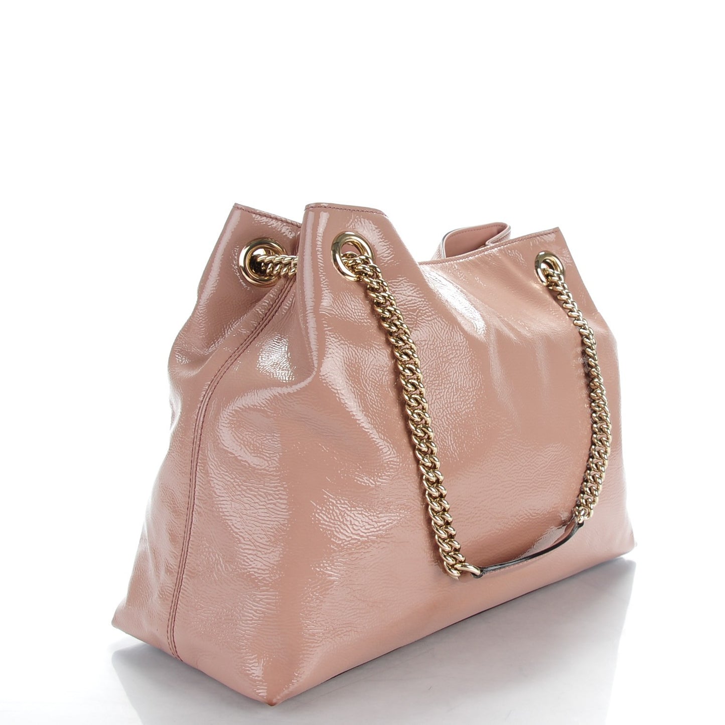 Patent Medium Soho Chain Shoulder Bag Dark Cipria