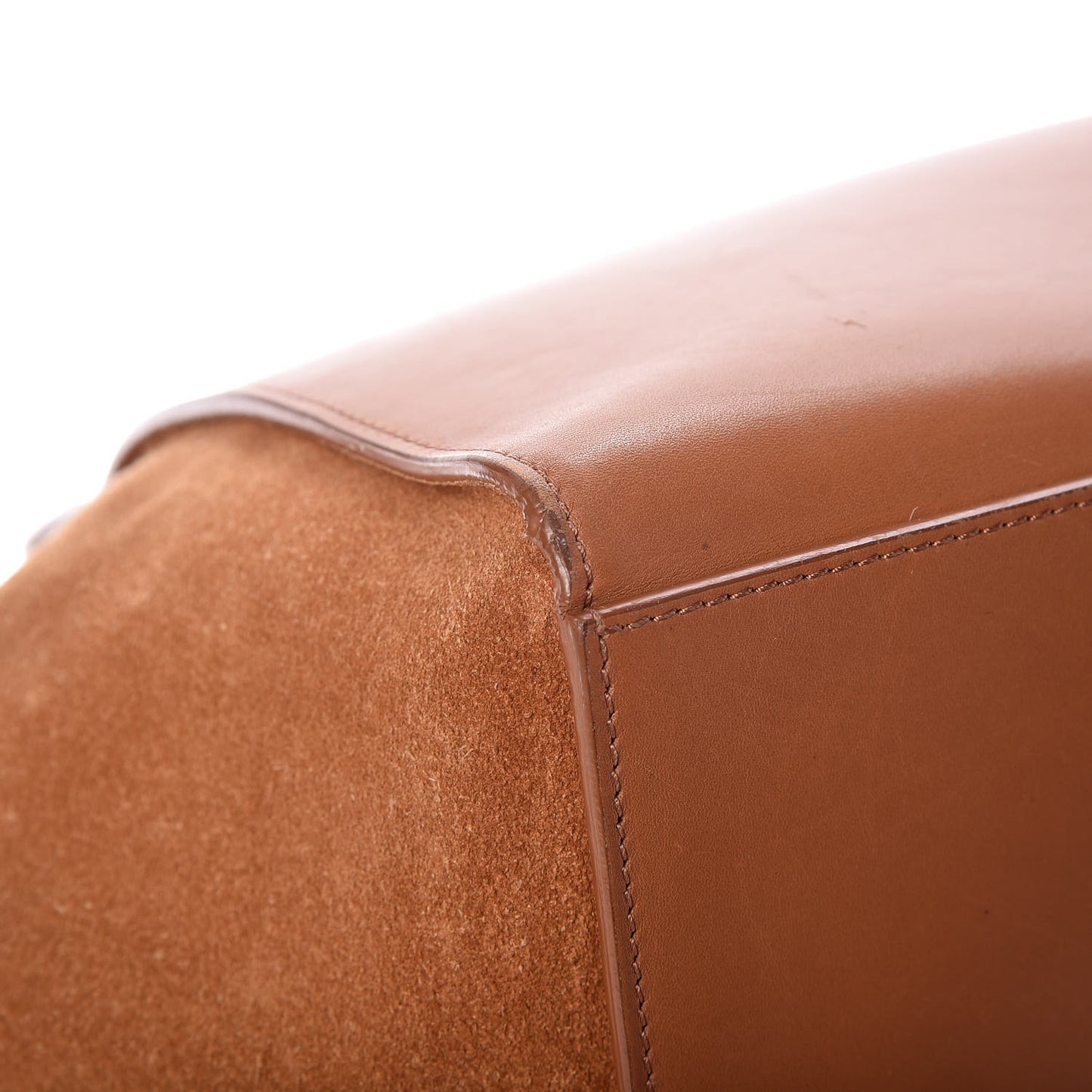 Natural Calfskin Suede Medium Trapeze Tan