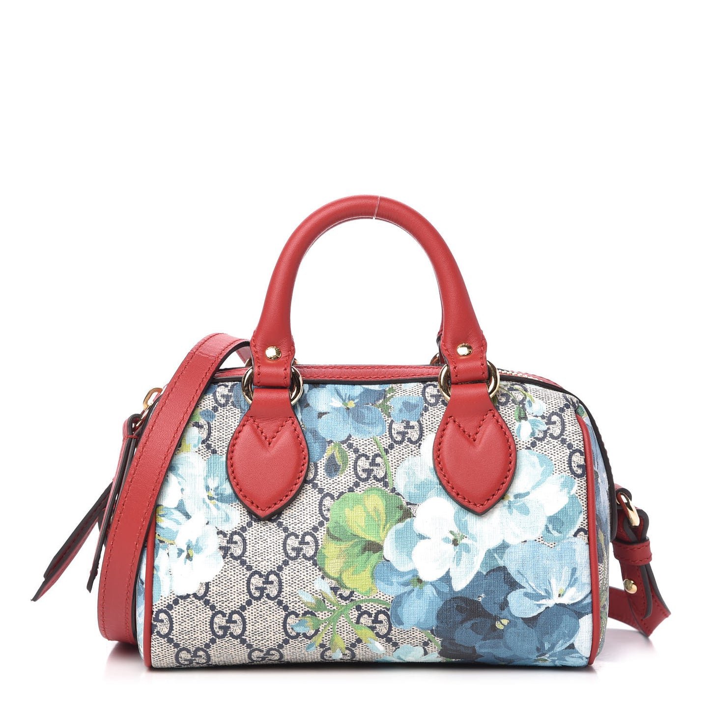 GG Supreme Monogram Blooms Mini Boston Navy Blue Hibiscus