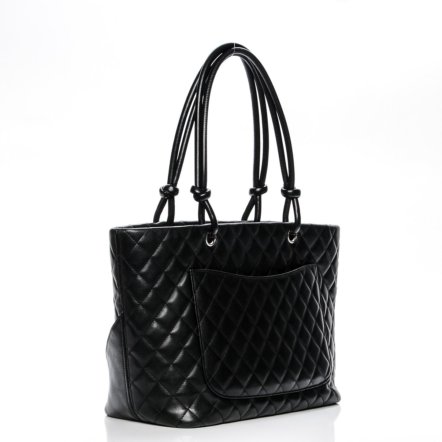 Calfskin Quilted Large Cambon Tote Black