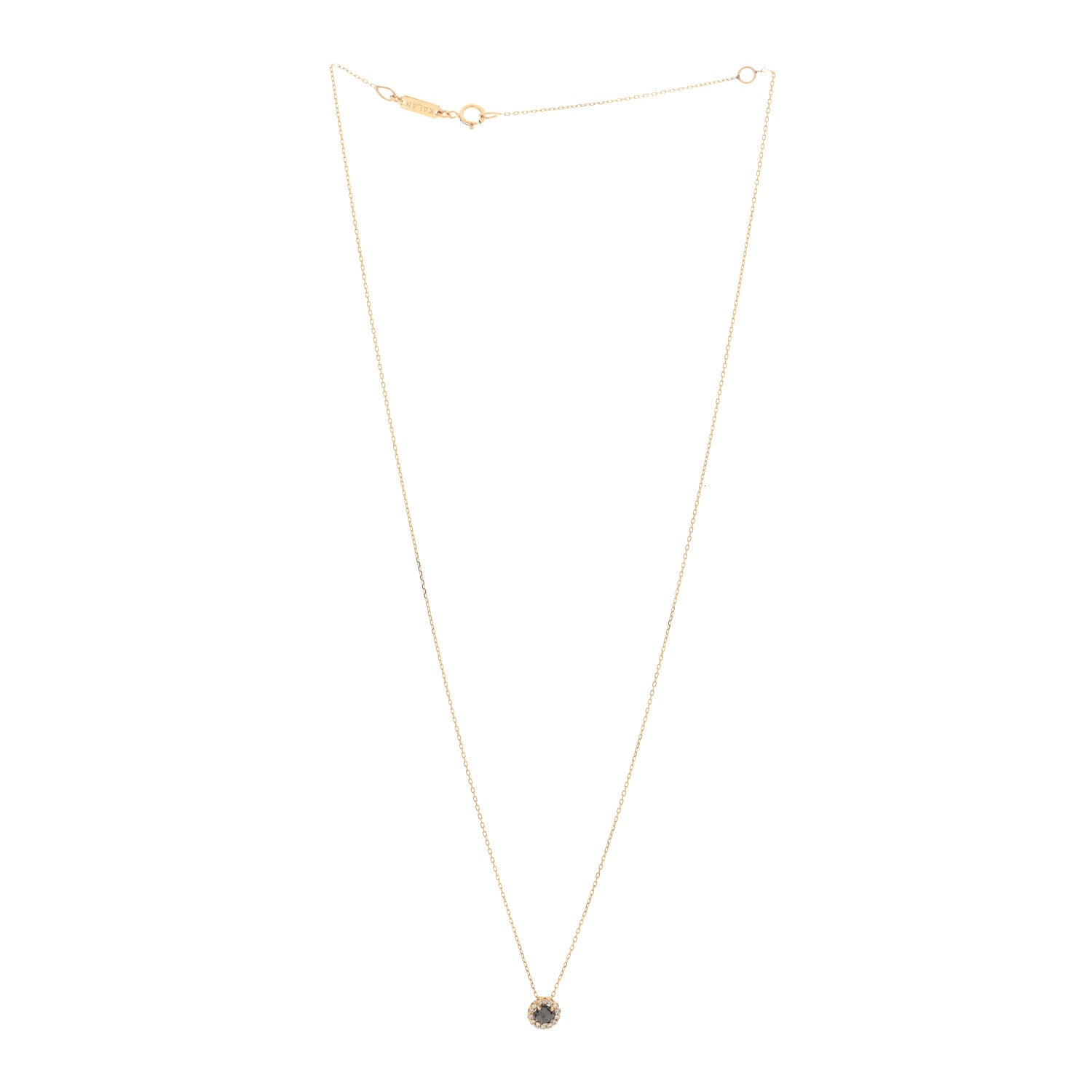 Suzanne Kalan 14K Yellow Gold Diamond Black Night Quartz Halo Pendant Necklace 2 of 5