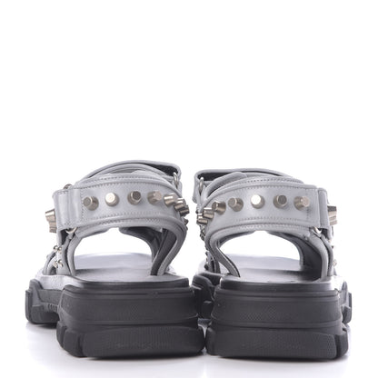 Gucci Technical Canvas Calfskin Reflective Studded Mens Aguru Sandals 8 Silver Black 5 of 10