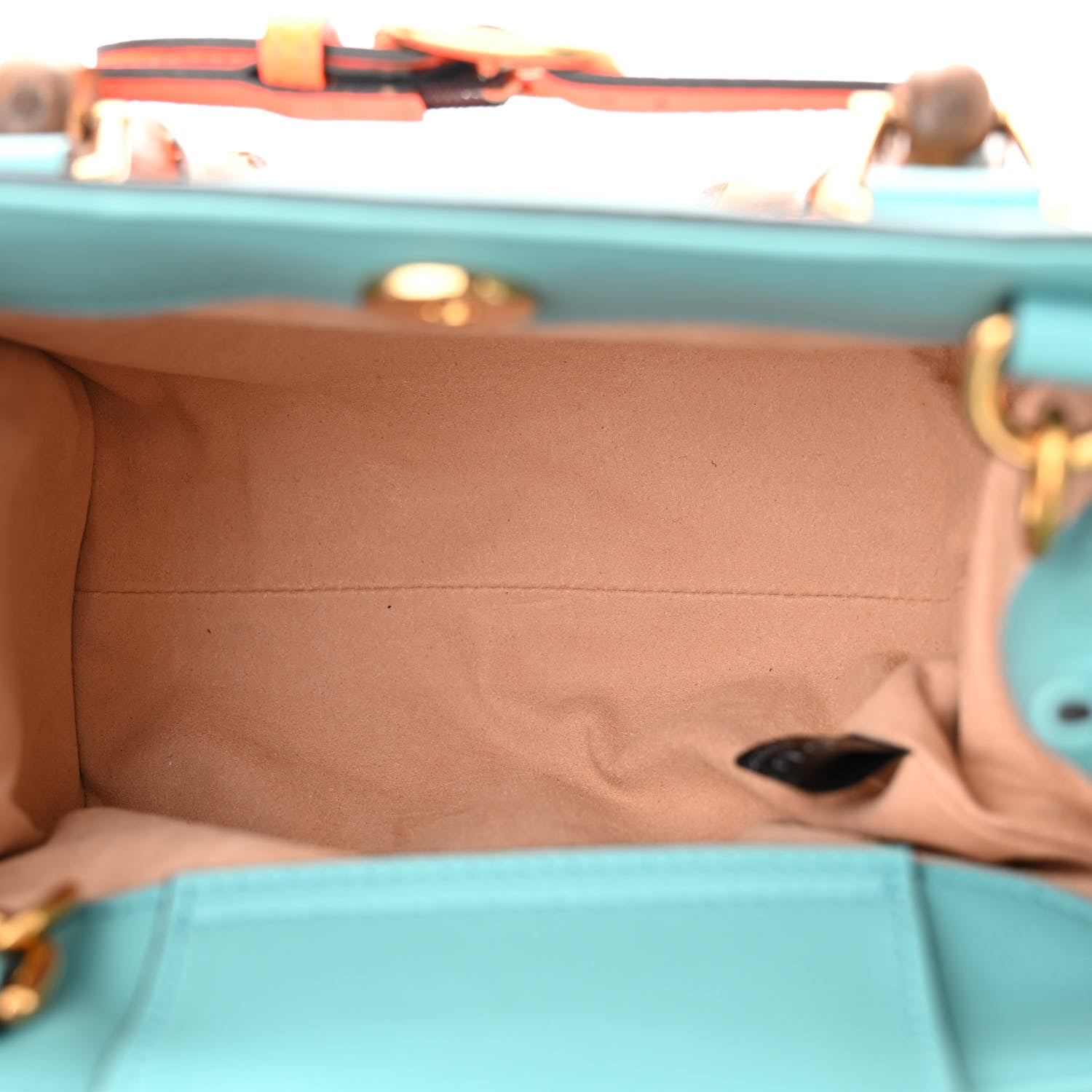 Gucci Wonka Grain Calfskin Mini Diana Tote Bag Dusty Azure Orange Fluo 5 of 10