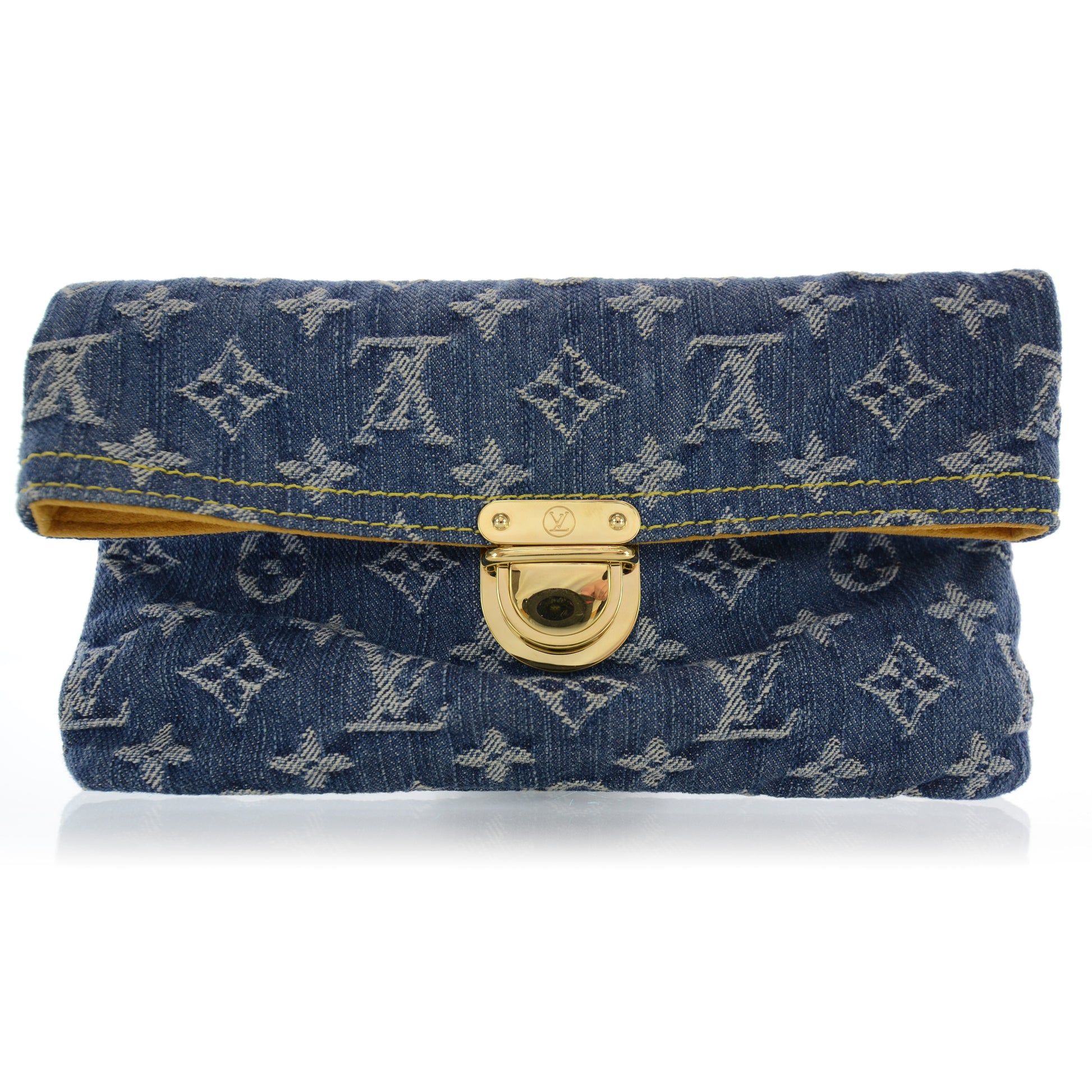 Louis Vuitton Monogram Denim Pochette Plat Clutch Blue 1 of 6