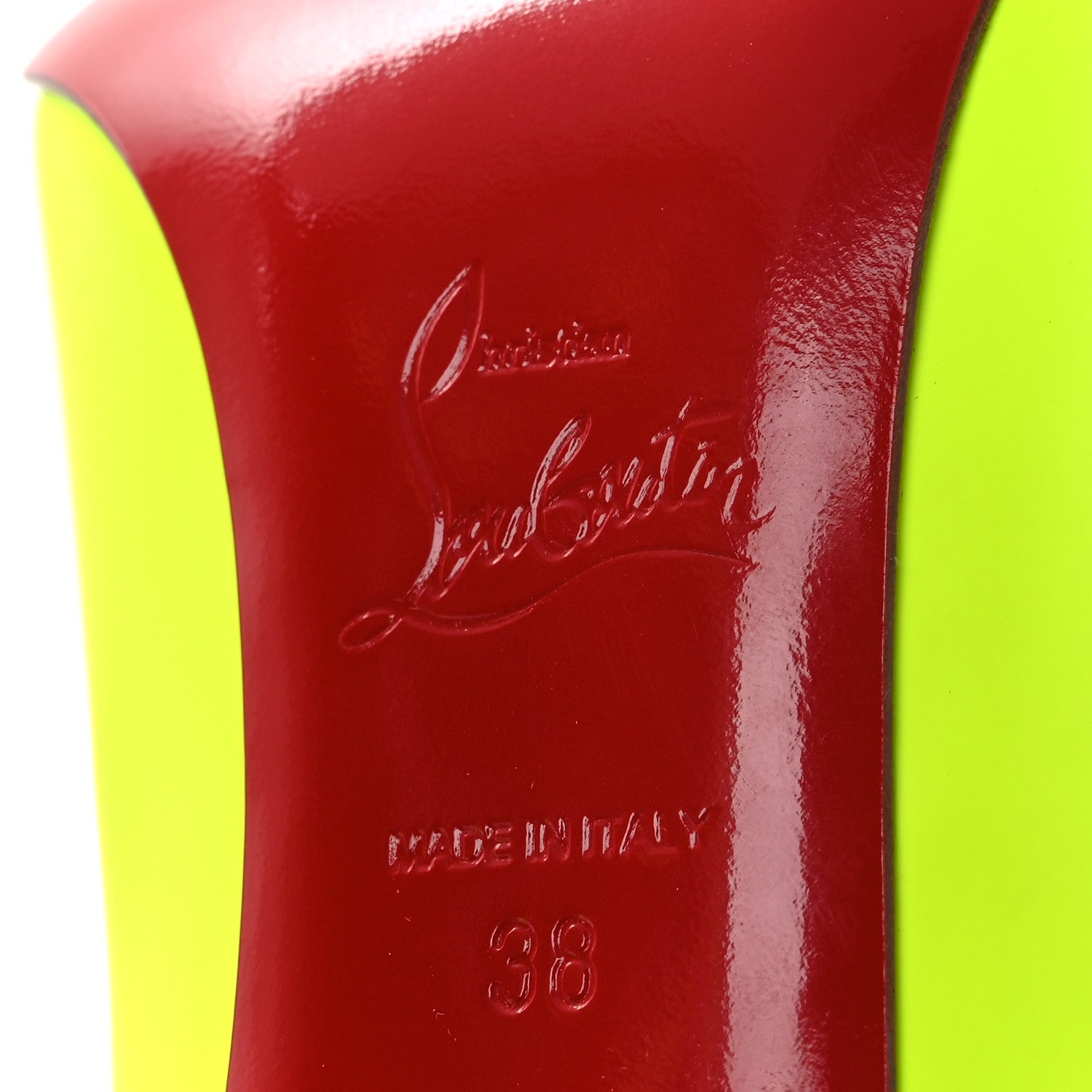 Christian Louboutin Calfskin Hot Chick 100 Pumps 38 Fluo Yellow 8 of 11