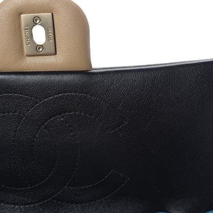 Chanel Calfskin Quilted Medium Graphic Flap Beige Black 17 of 17