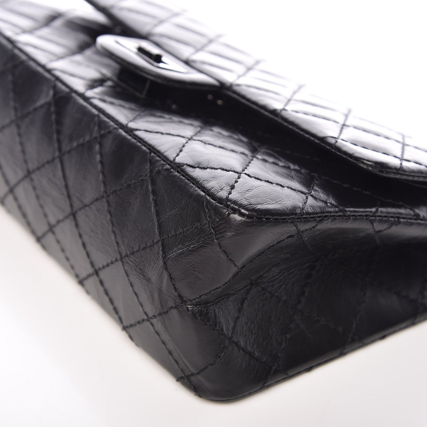 Aged Calfskin Quilted 2.55 Reissue 225 Flap So Black