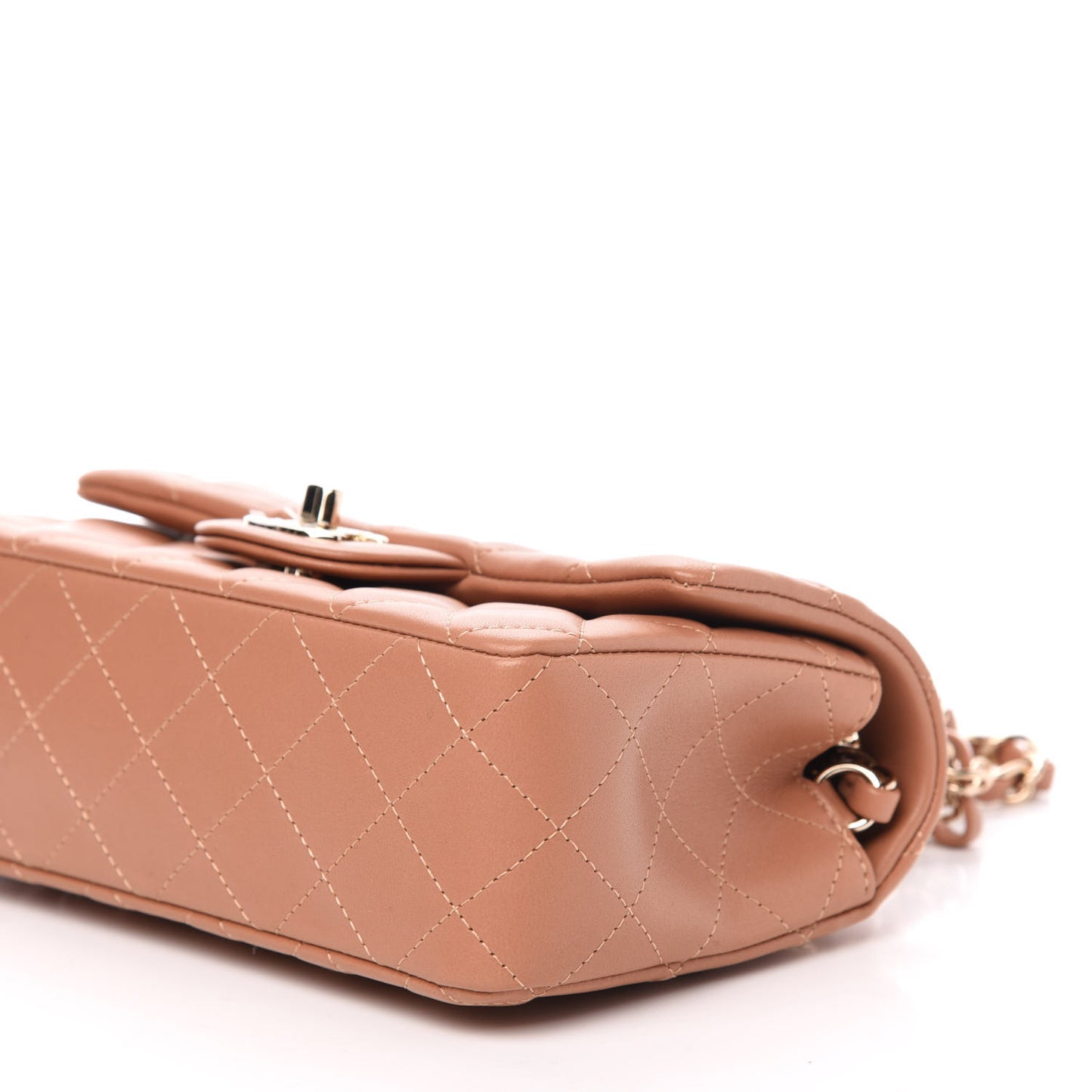 Lambskin Quilted Mini Rectangular Flap Brown