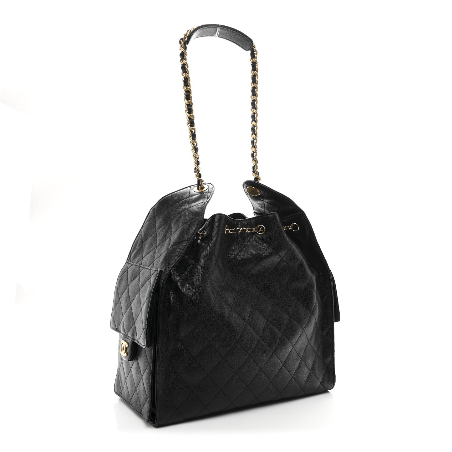 Caviar Quilted Medium Chanel 25 Handbag Black