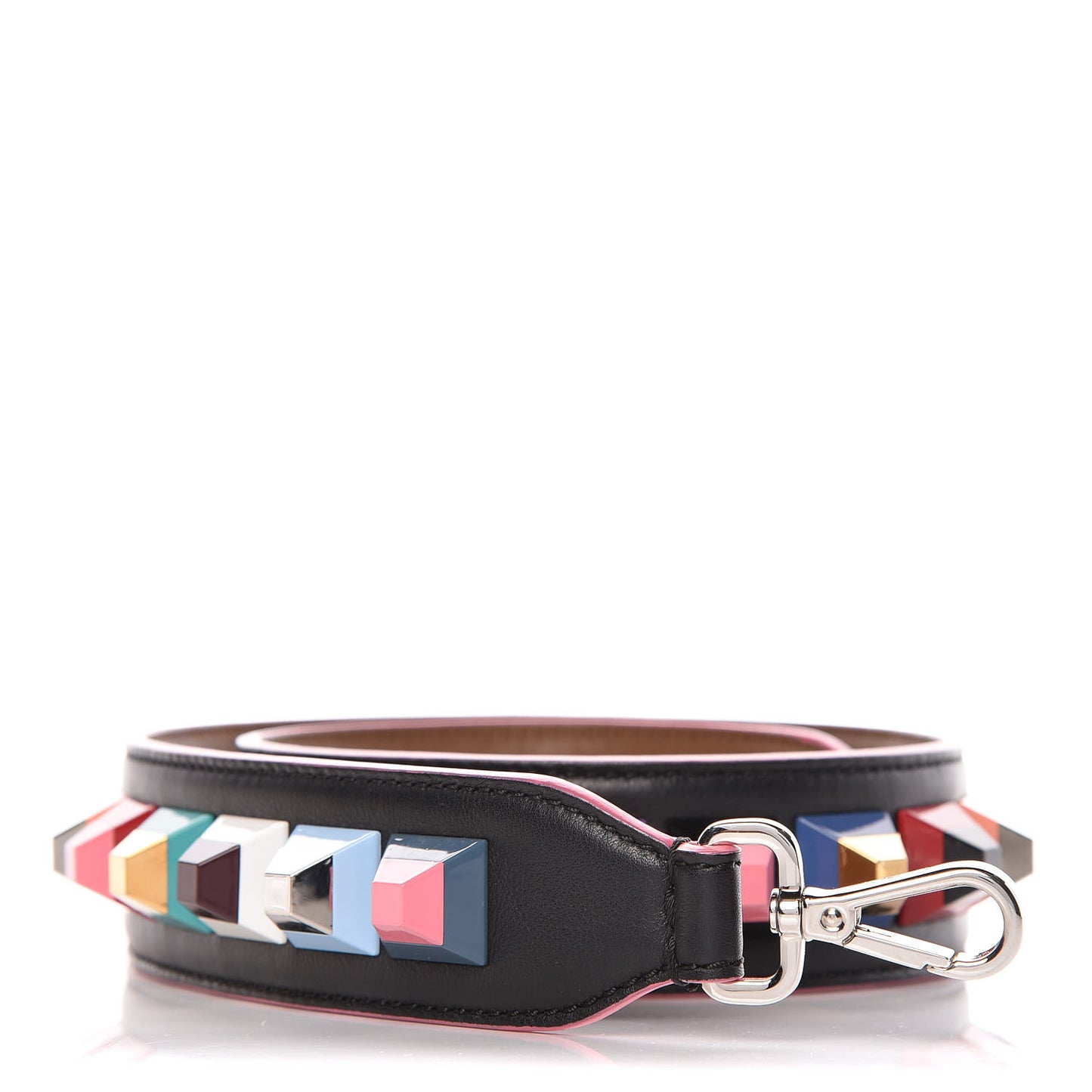 Vitello Dolce Plexiglass Bi-Color Studded Strap You Black Brownie Multicolor