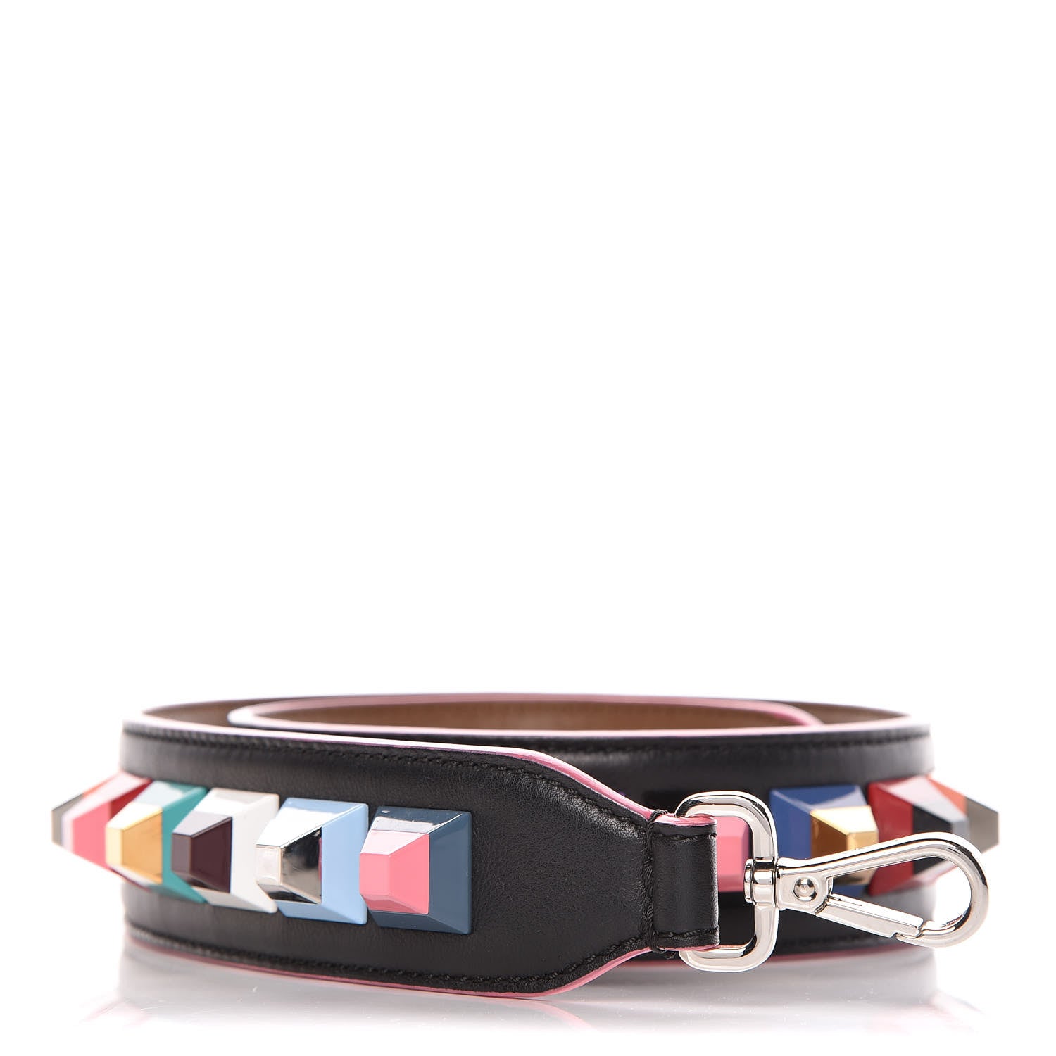 Fendi Vitello Dolce Plexiglass Bi-Color Studded Strap You Black Brownie Multicolor 1 of 5