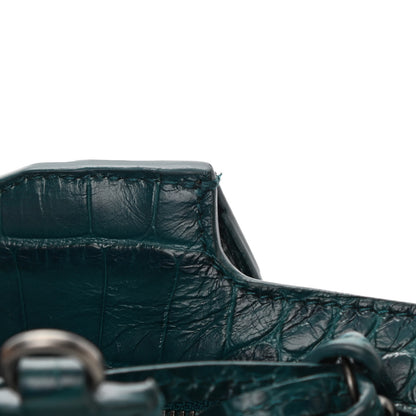 Balenciaga Calfskin Crocodile Embossed Neo Classic Silver Hardware Mini City Dark Petrol Blue 15 of 15