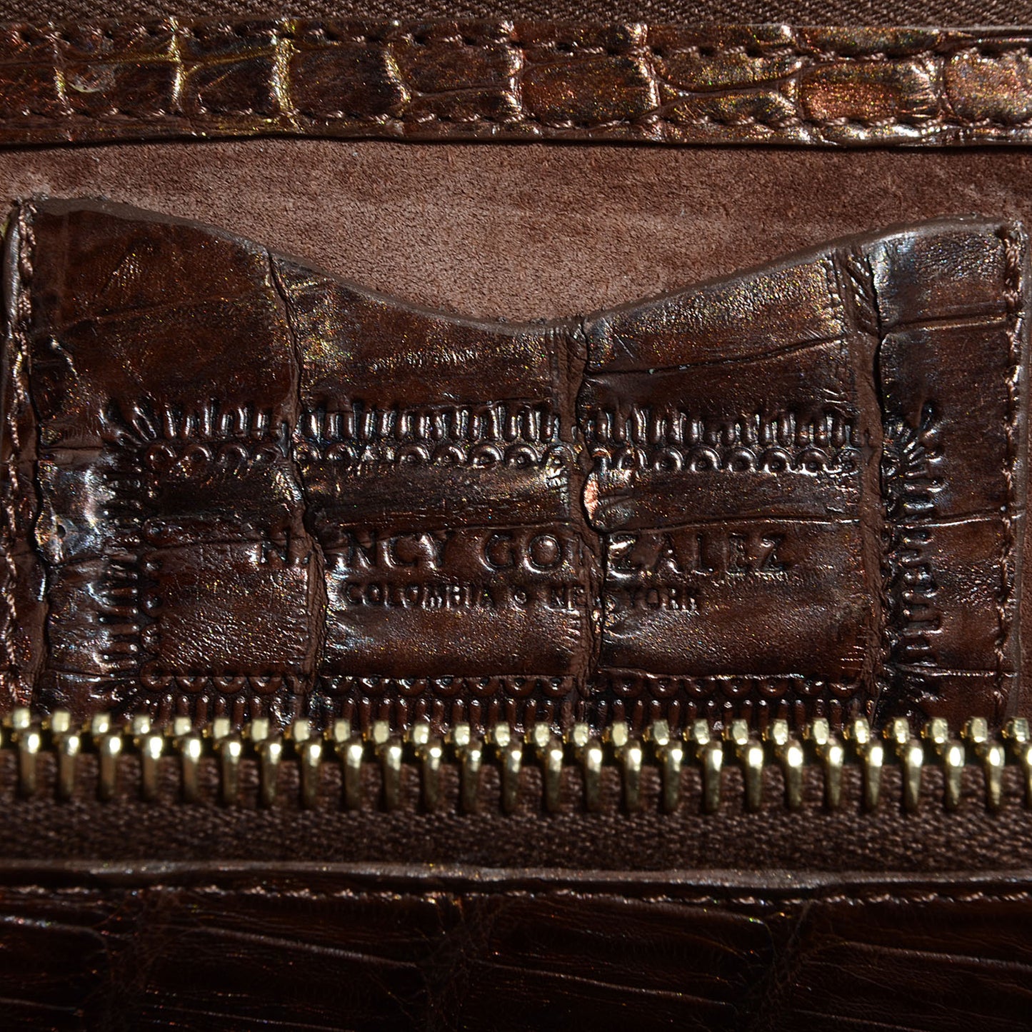 Crocodile Ruffled Medium Tote Chocolate