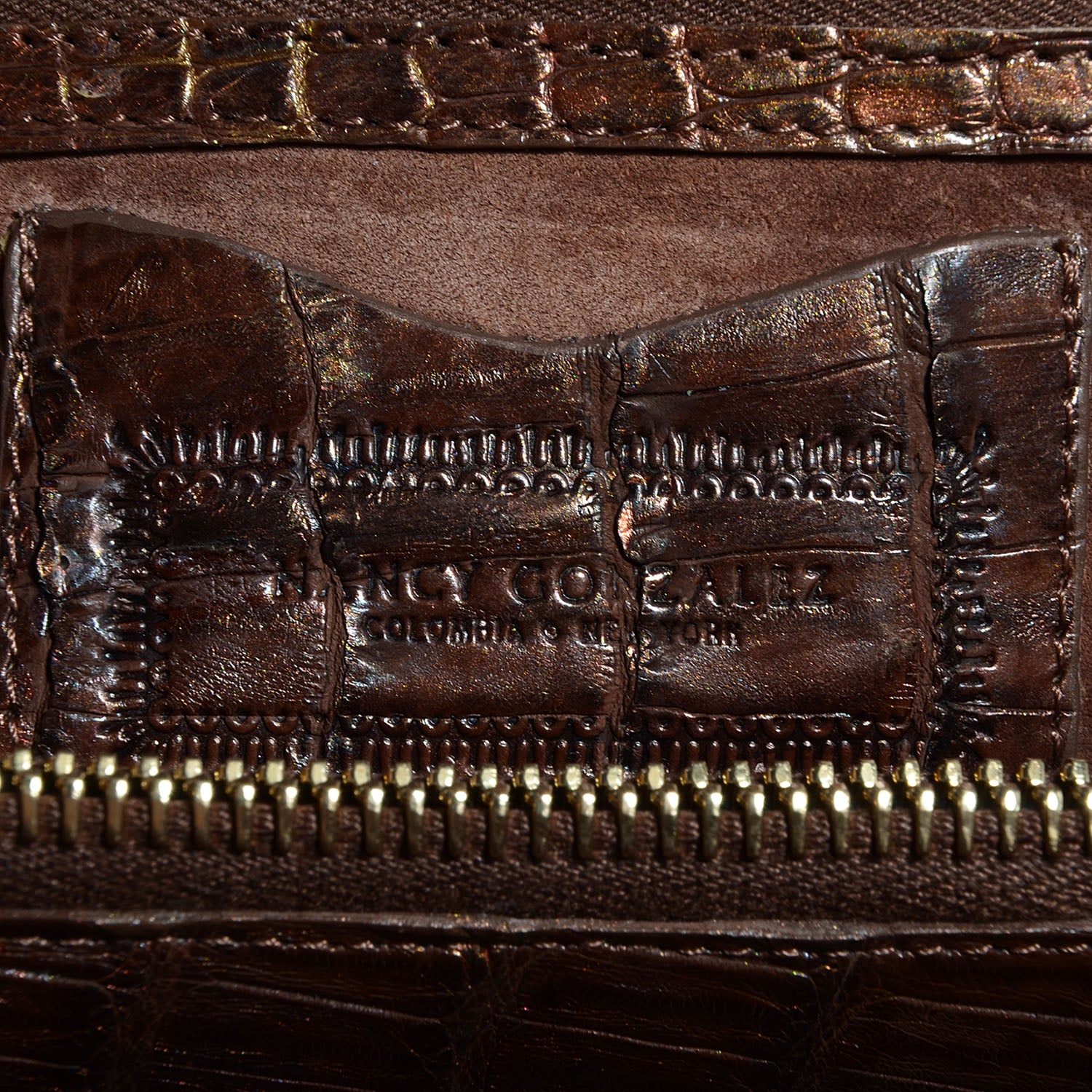 Nancy Gonzalez Crocodile Ruffled Medium Tote Chocolate 7 of 7