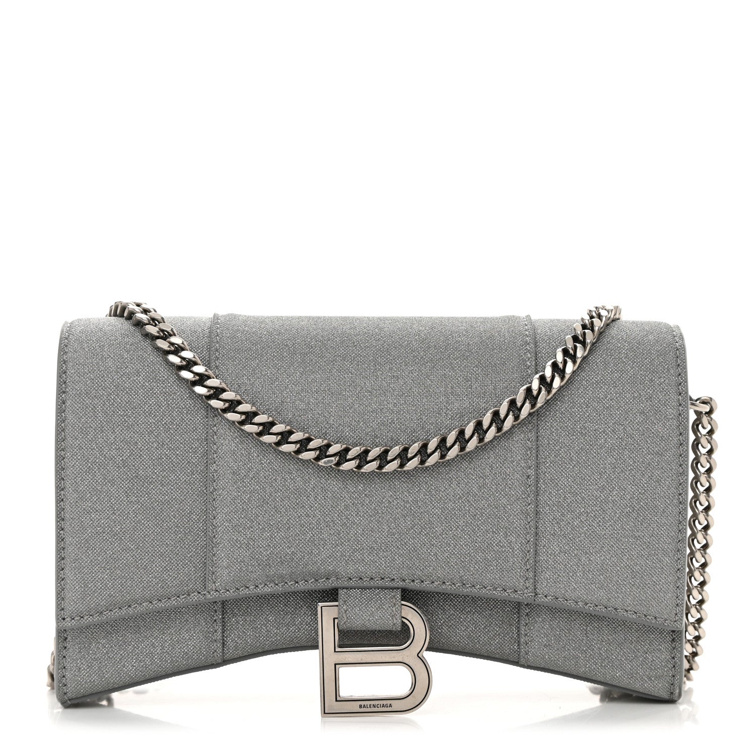 Balenciaga Glitter Fabric Hourglass Chain Bag Grey 1 of 14