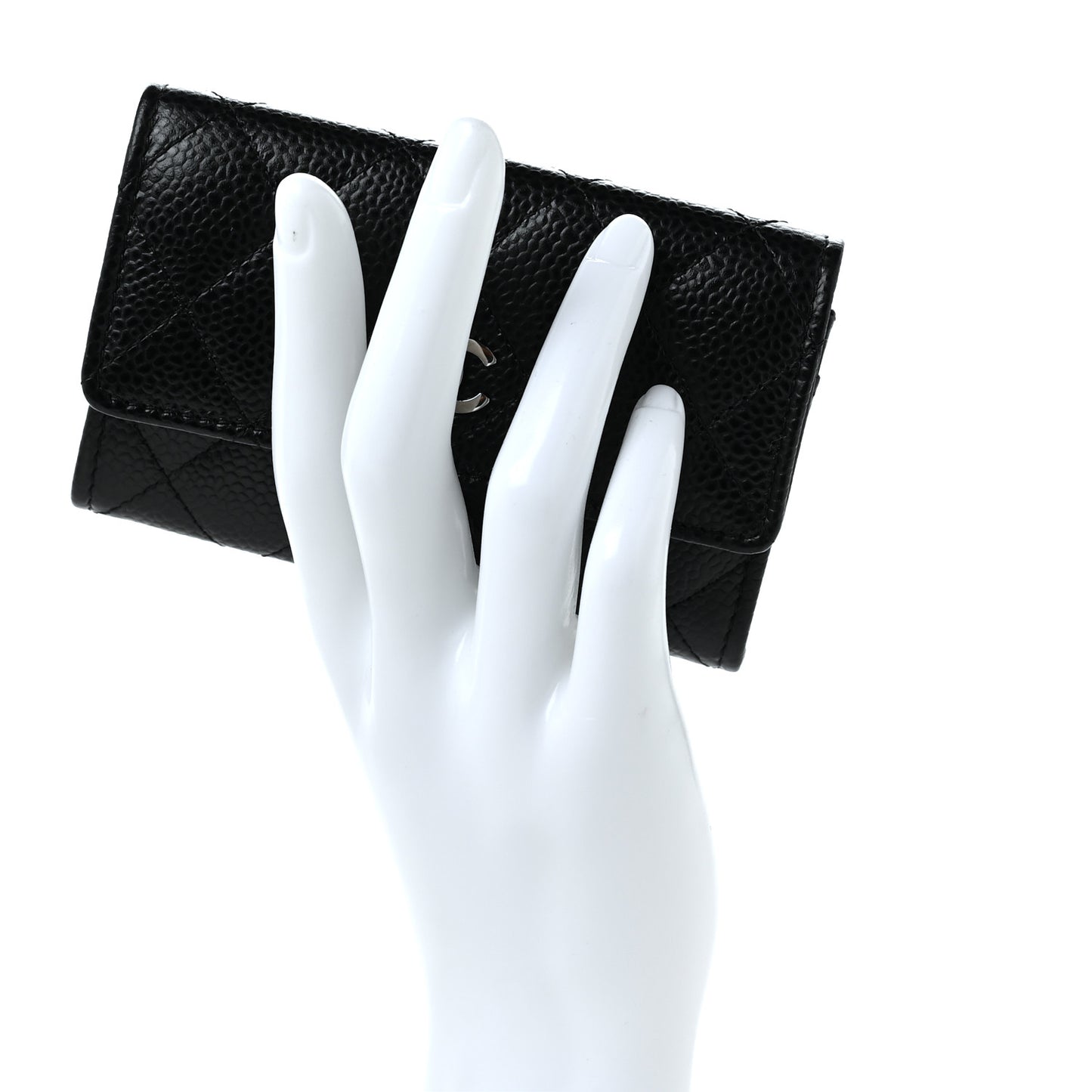 Caviar Quilted Flap Card Holder Black