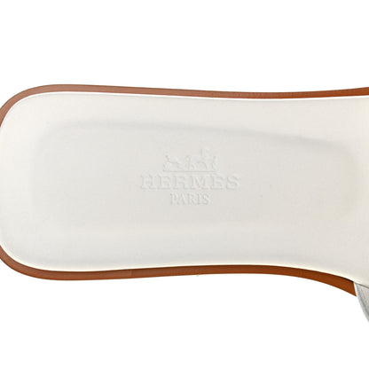 Hermes Box Calfskin Oran Sandals 36 White 6 of 8