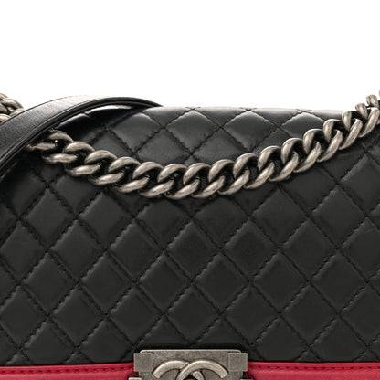 Chanel Lambskin Quilted Medium Boy Flap Black Red 8 of 14