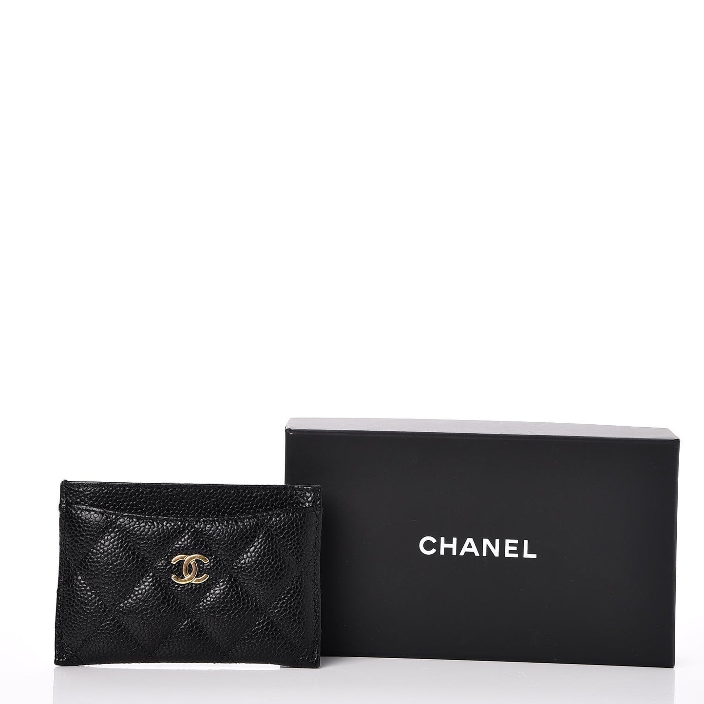 Caviar Quilted Card Holder Black