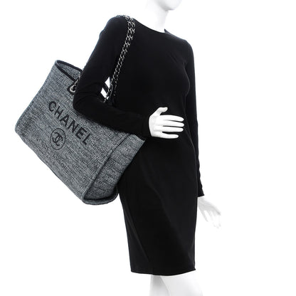 Chanel Canvas Large Deauville Tote Charcoal 2 of 8