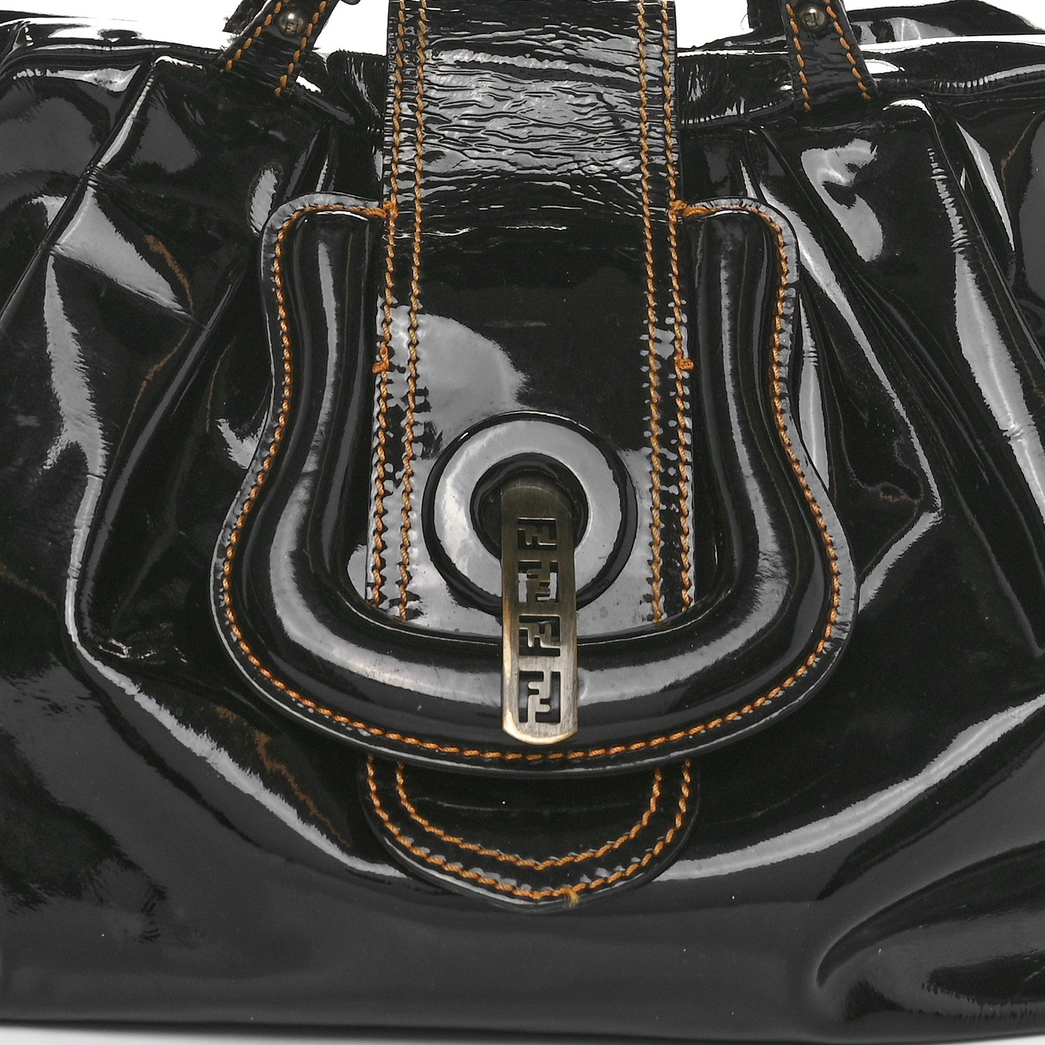 Fendi Vernice B Buckle Shoulder Bag Black 8 of 13