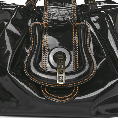 Fendi Vernice B Buckle Shoulder Bag Black 8 of 13