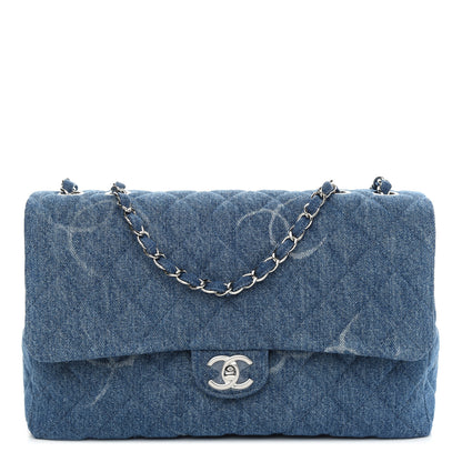 Chanel Denim Quilted CC Print Jumbo Single Flap Blue 1 of 9