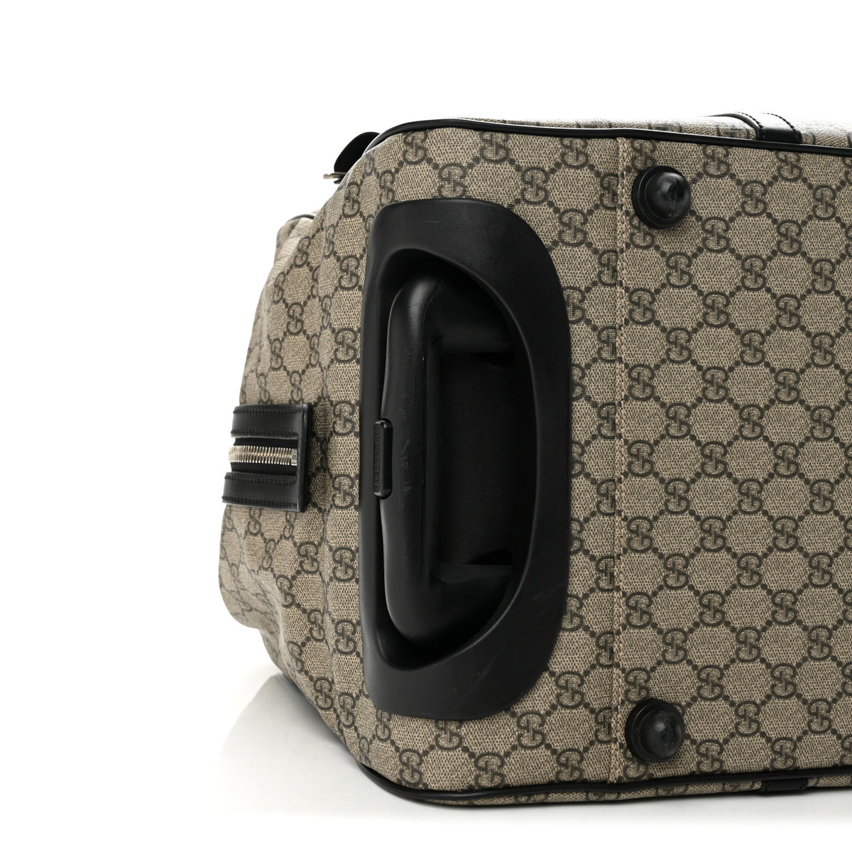 GG Supreme Monogram Selleria Calfskin Carry On Duffle With Wheels Beige Ebony Black