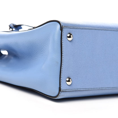 Fendi Vitello Elite Flamingo Petite 2Jours Tote Azzurro Nebula 12 of 14