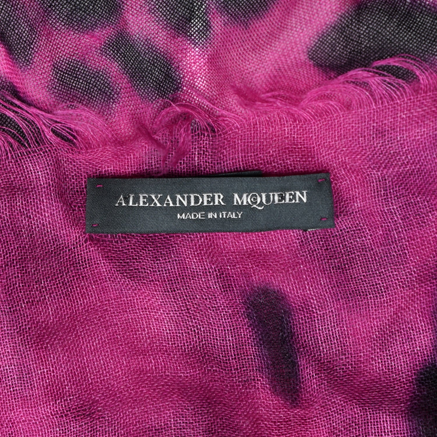 Alexander McQueen Cashmere Silk Skull Scarf Pink Black 7 of 7