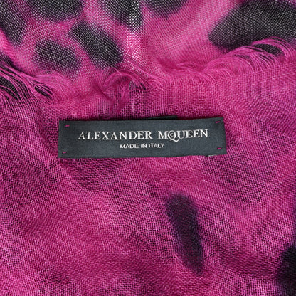 Alexander McQueen Cashmere Silk Skull Scarf Pink Black 7 of 7
