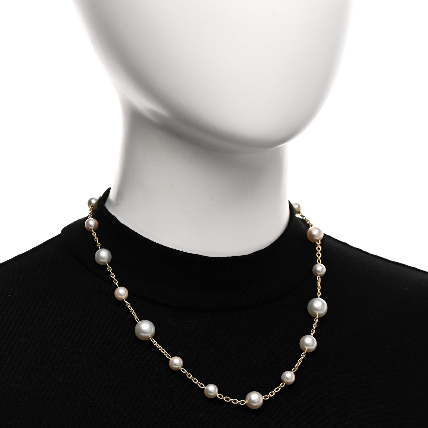 18K Yellow Gold Akoya South Sea Cultured Pearl Gumball Link Necklace