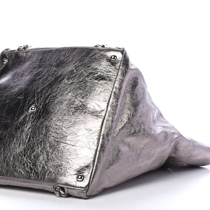 Chanel Metallic Cracked Calfskin Modern Chain Tote Dark Silver 9 of 9
