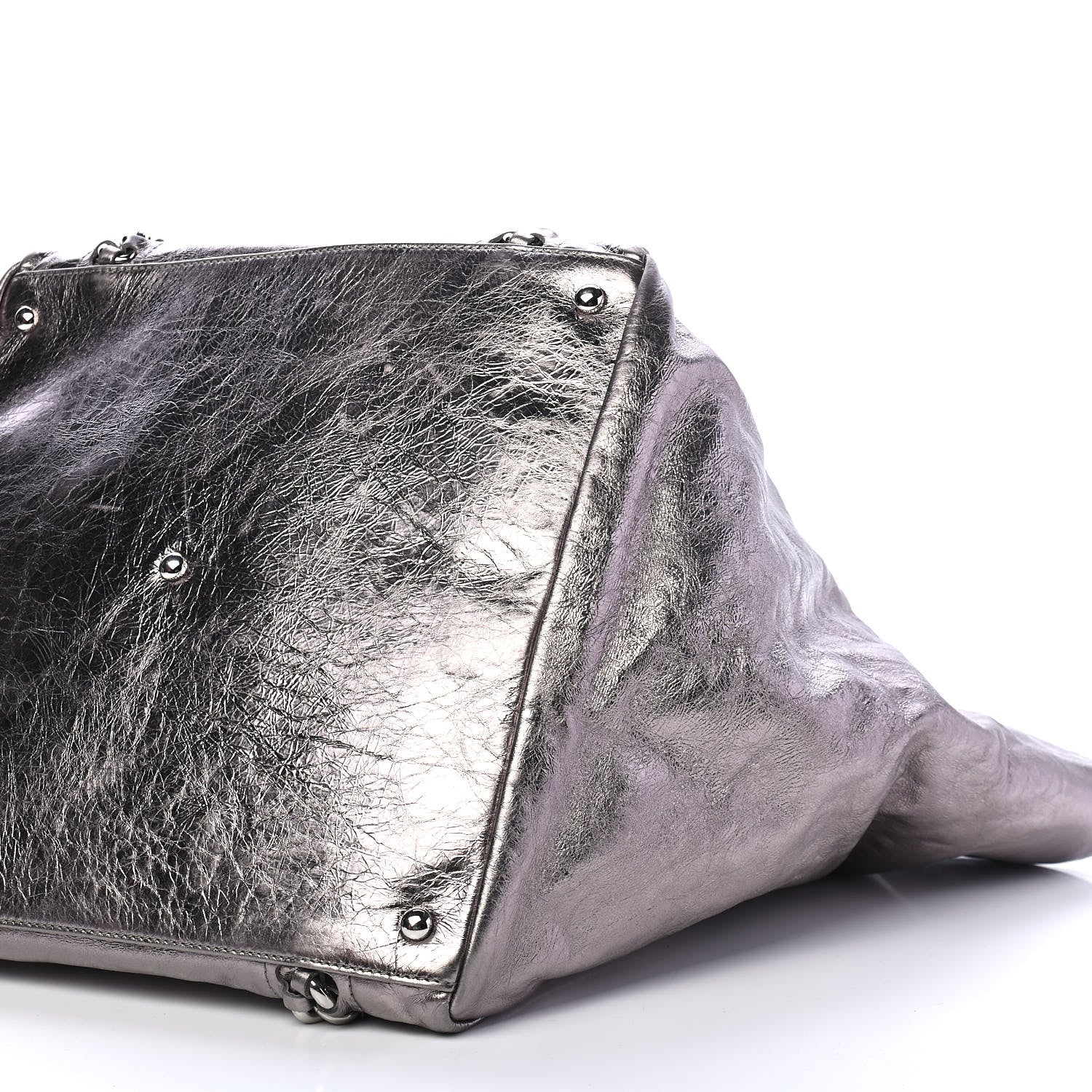 Chanel Metallic Cracked Calfskin Modern Chain Tote Dark Silver 9 of 9