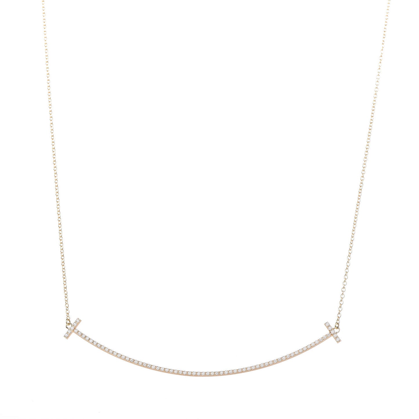 18K Yellow Gold Diamond Large T Smile Pendant Necklace