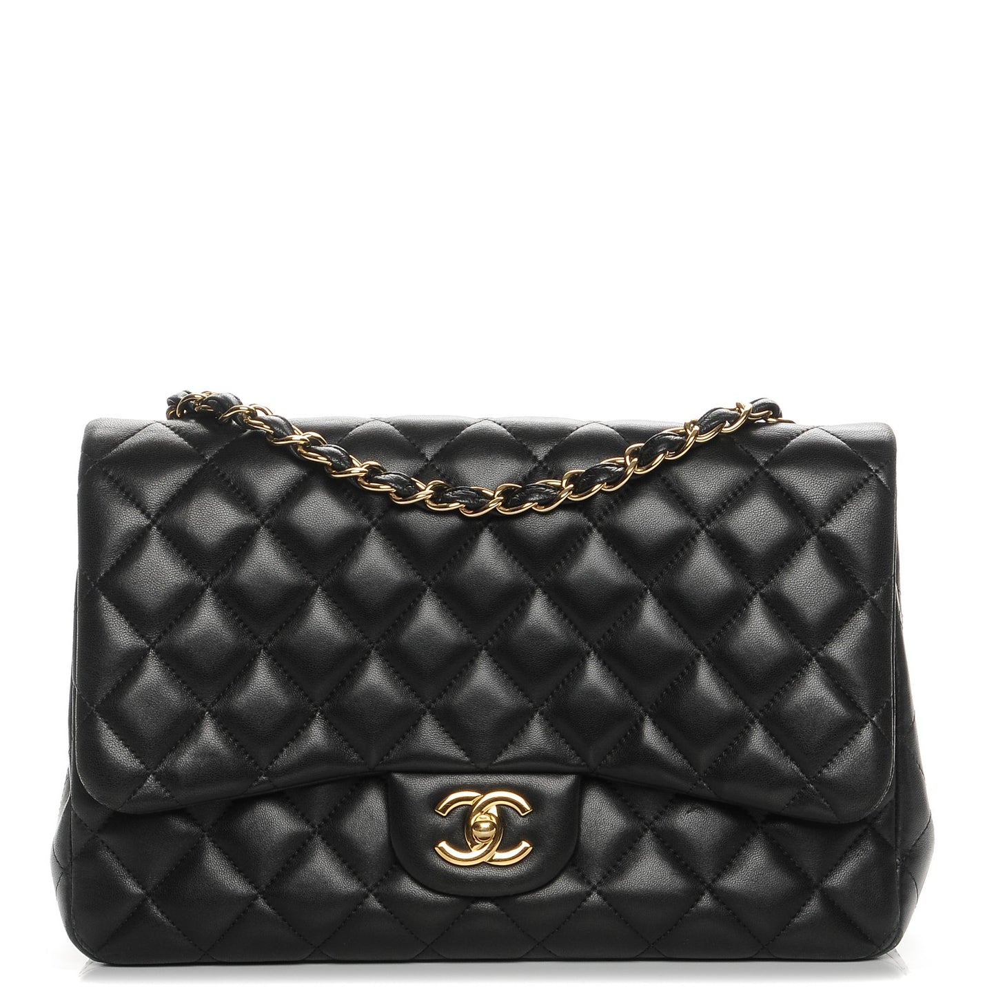 Lambskin Quilted Jumbo Single Flap Black