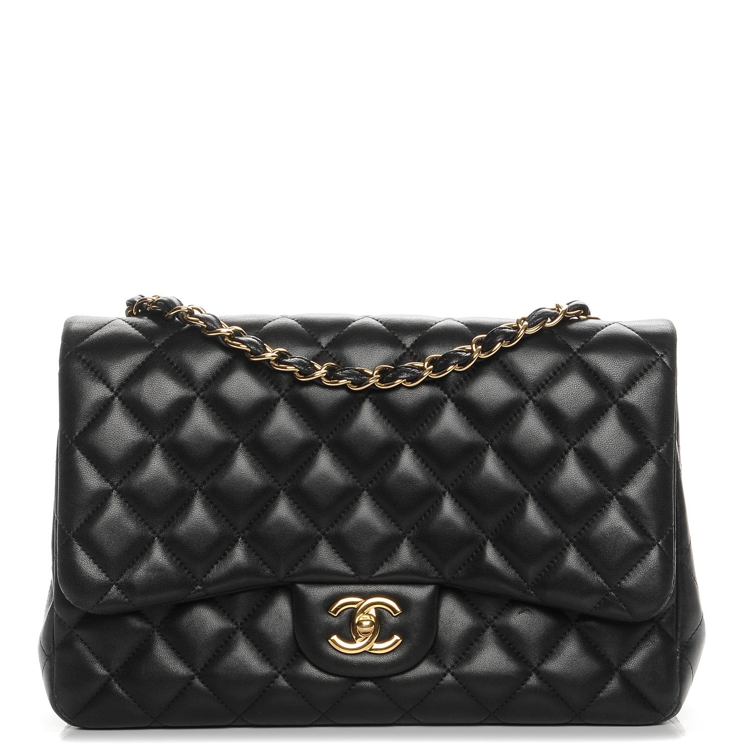 Chanel Lambskin Quilted Jumbo Single Flap Black 1 of 12