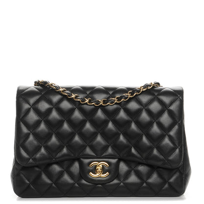 Chanel Lambskin Quilted Jumbo Single Flap Black 1 of 12