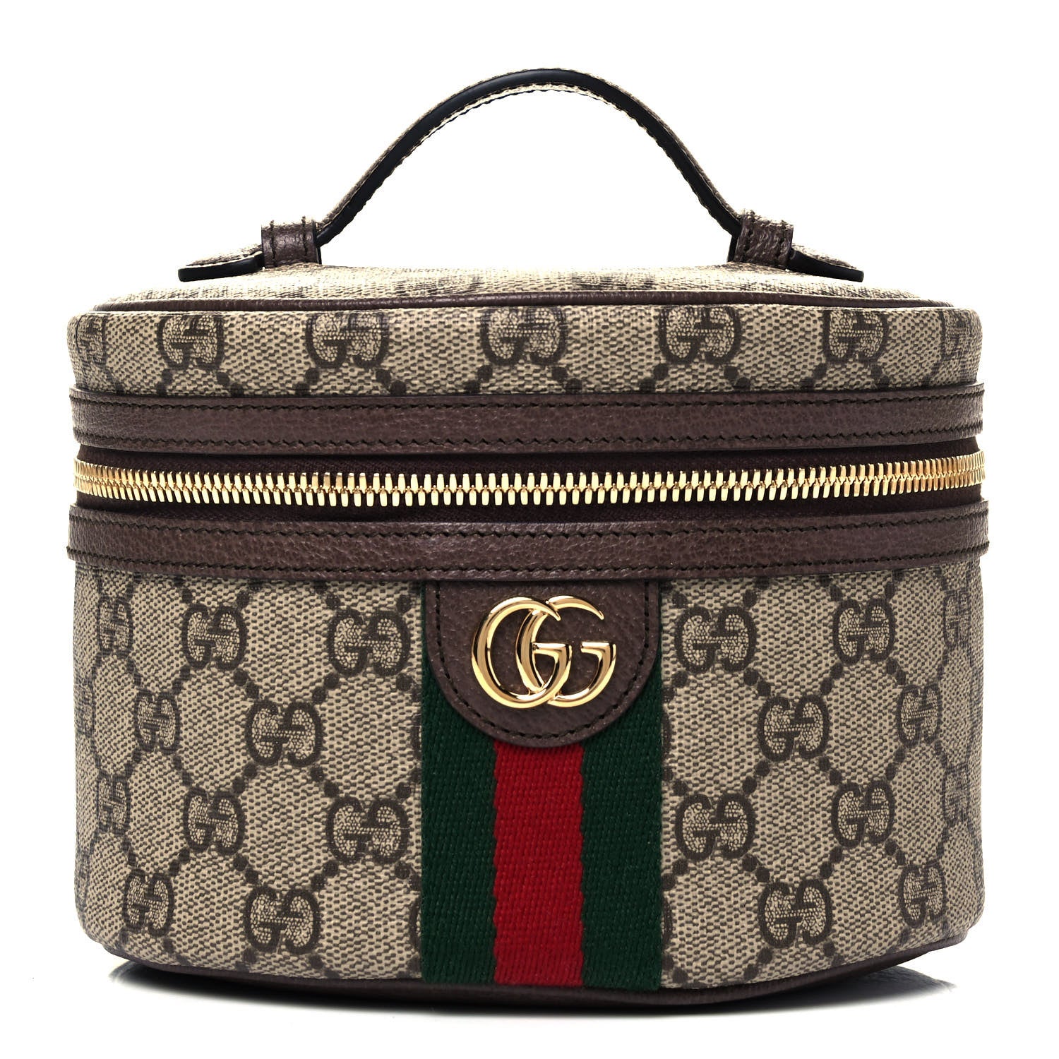 Gucci GG Supreme Monogram Textured Calfskin Web Ophidia Vanity Cosmetic Case Beige Ebony New Acero 1 of 10