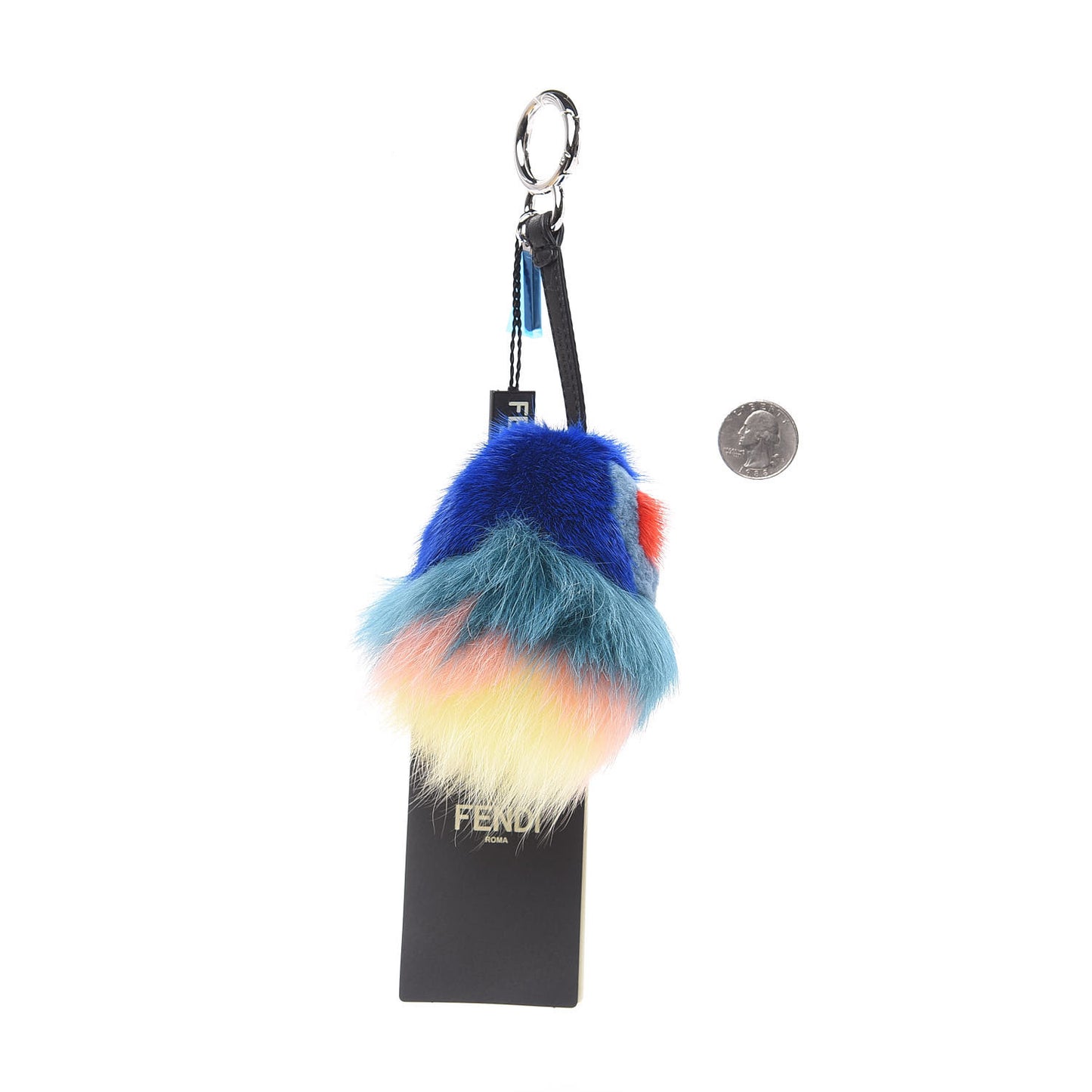 Mink Fox Fur Kid Monster Bag Bug Charm Blue Multicolor