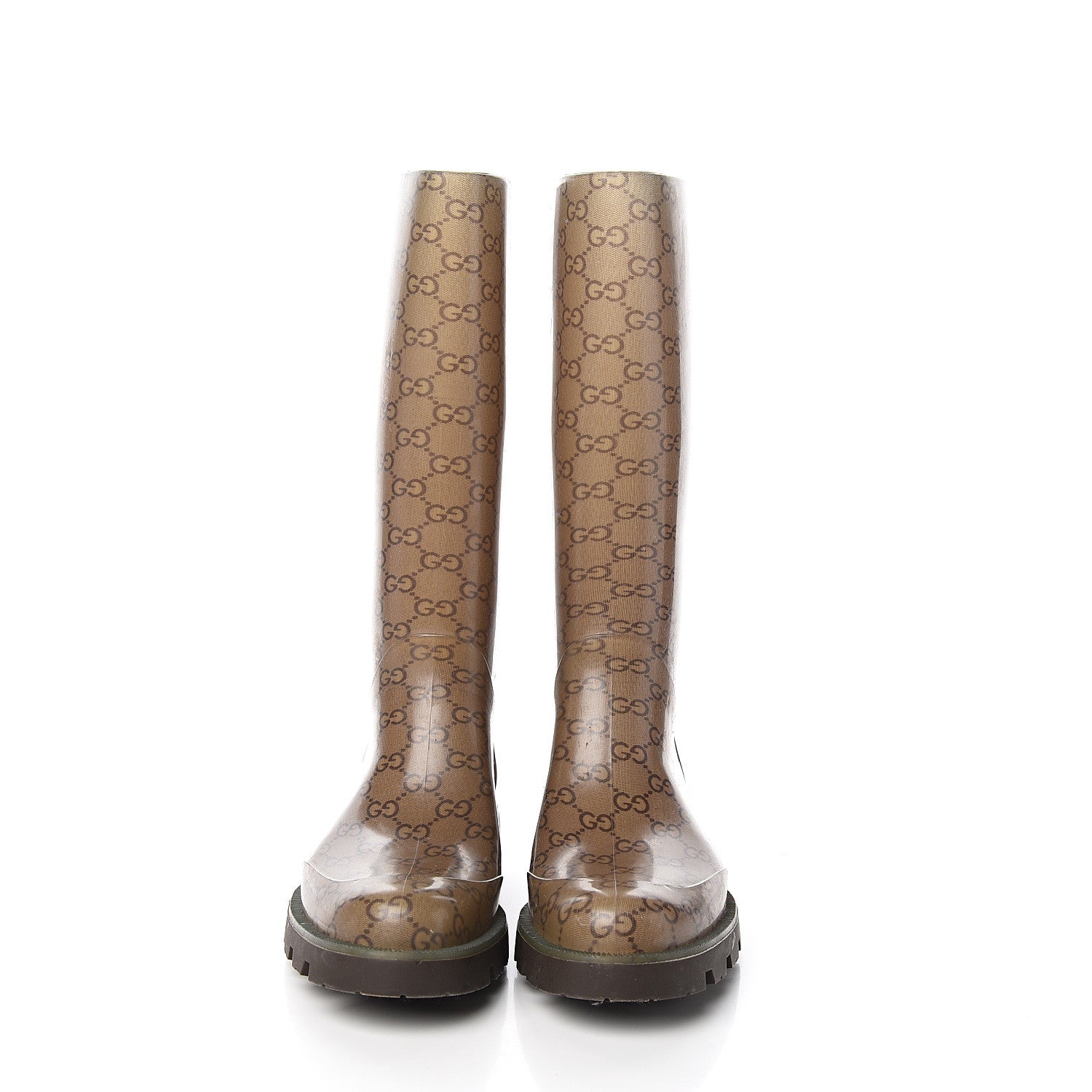 Gucci Rubber Monogram Edinburg Rain Boots 40 Transparent Cocoa 2 of 7